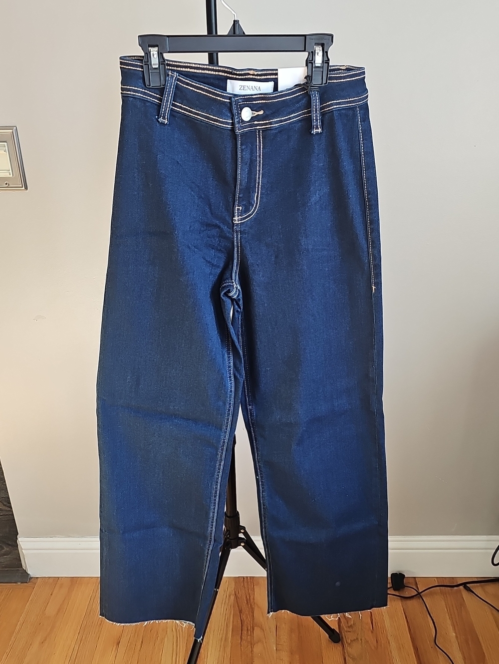 Zenana Outfitters Wide-Leg Dark Blue Denim Pants